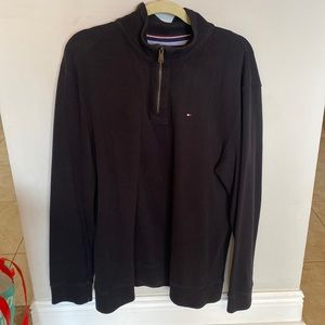 Tommy Hilfiger Mens Quarter Zip Sweater, Black
